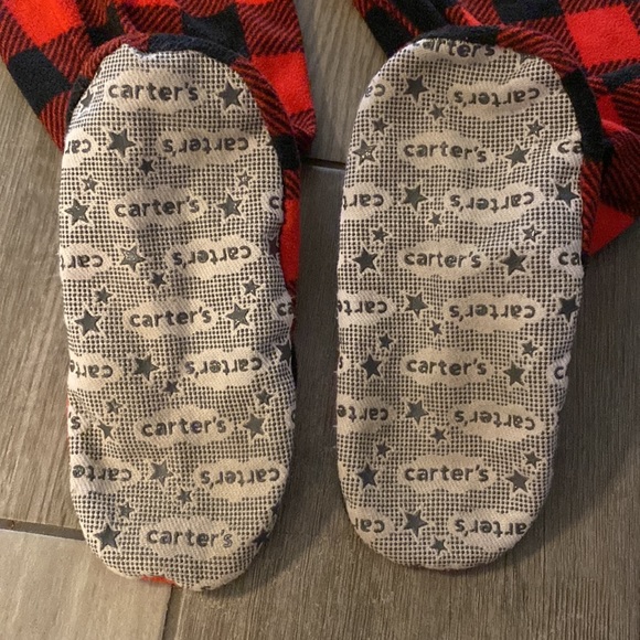 Boys or Girls 1-Piece Fleece Footie PJs - Buffalo Check - Red & Black - Picture 5 of 5